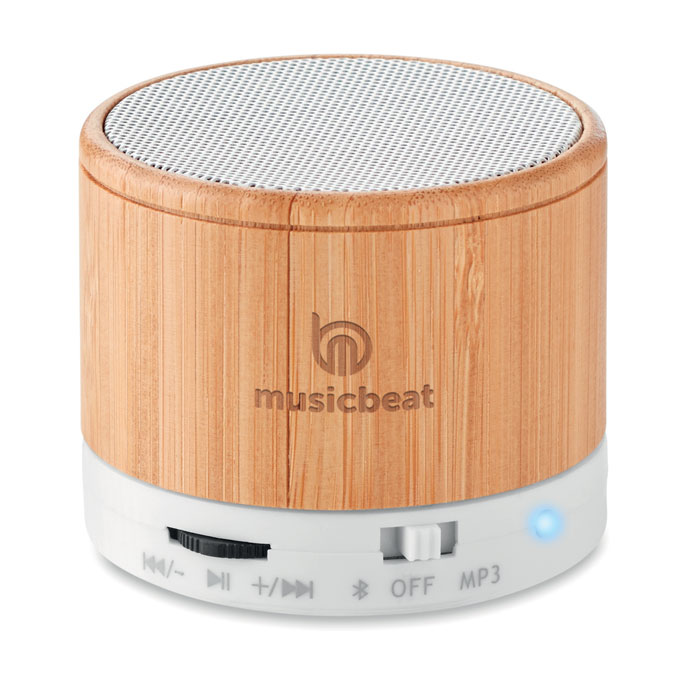 Round bamboo speaker